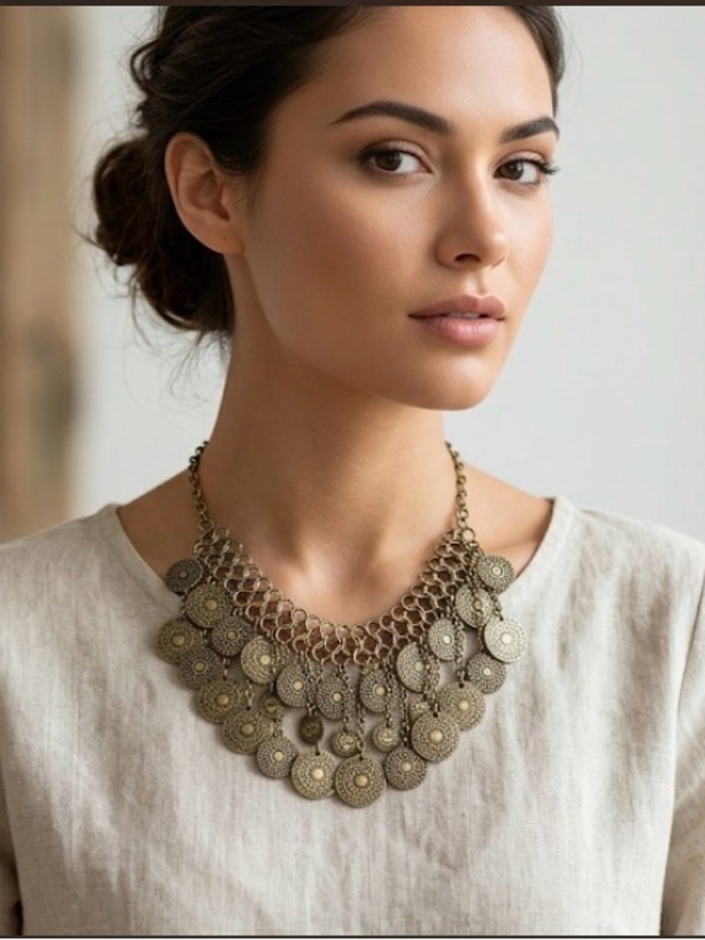 VINTAGE Abercrombie & Fitch Coin Statement Necklace